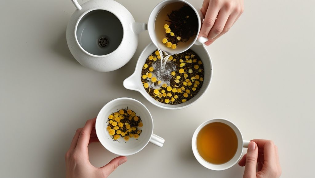 Brewing chamomile tea for sleep at home