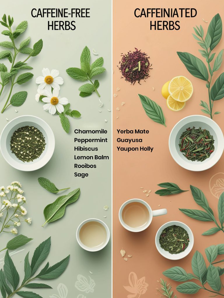 Caffeine-Free and Caffeineted Herbs