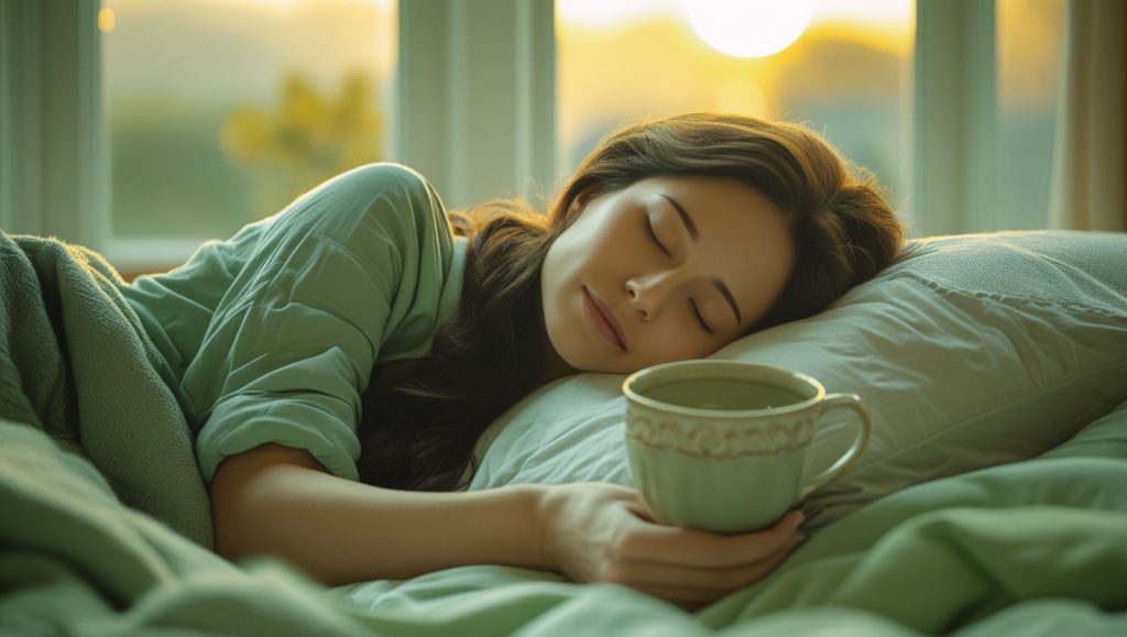 Person sleeping after drinking chamomile tea
